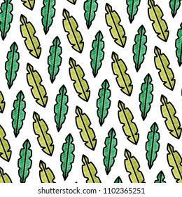 doodle natural tropical leaf style background