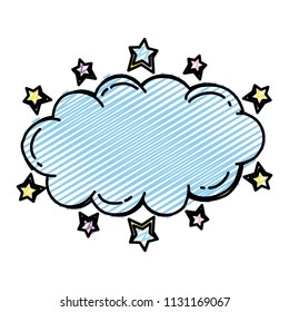 doodle nature fluffy cloud with stars style