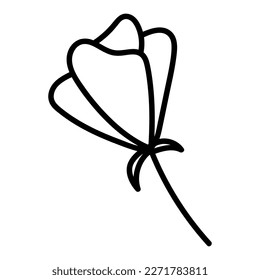 doodle nature plant with cute fowers with petals. Vector illustration