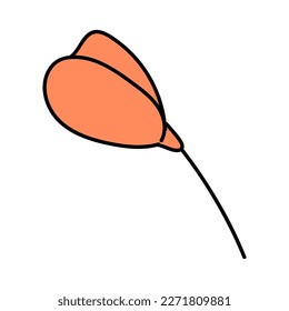 doodle nature plant with cute fowers with petals