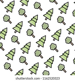 doodle nature tree and exotic pine background