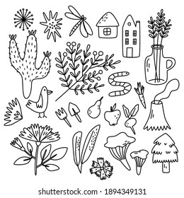 doodle Natur, einzelne Illustration, ideal für den Druck