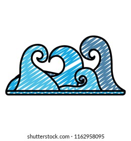 doodle nature waves tropical ocean style
