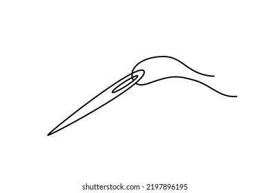 Doodle needle with thread. Handicraft accessories. vector fat cartoon illustration, clipart.
