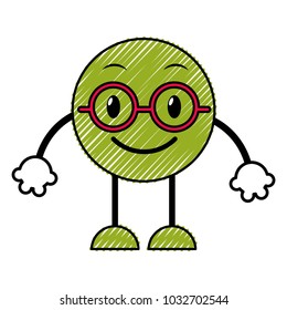 doodle nerd emoji expression with arms and legs