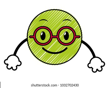doodle nerd emoji face expression with arms