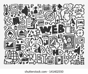 doodle network element,cartoon vector illustration