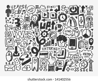 elemento de red de doodle,ilustración vectorial de caricatura