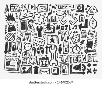 doodle network element,cartoon vector illustration