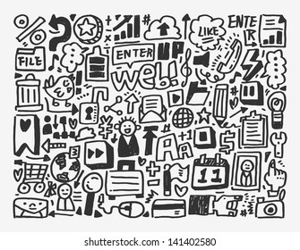 doodle network element,cartoon vector illustration