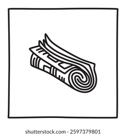 Doodle newspaper icon hand drawn with black line in freehand style