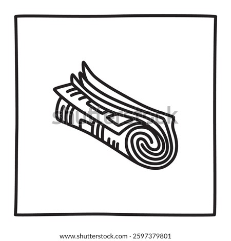 Doodle newspaper icon hand drawn with black line in freehand style