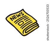 Doodle newspaper icon or logo, hand drawn with ink pen