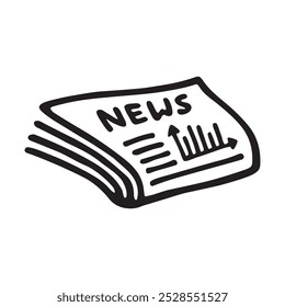 Doodle newspaper icon or logo, hand drawn with ink pen