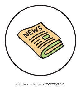 Icono o logotipo del periódico de Doodle, dibujado a mano con la línea negra fina
