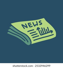 Doodle newspaper icon or logo, hand drawn in minimalistic style