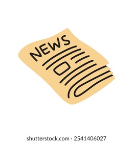 Doodle newspaper icon or logo, hand drawn with thin black line. Isolated on white background. Vector illustration