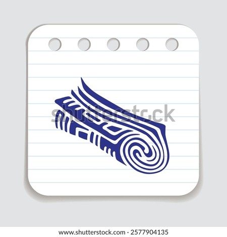 Doodle newspaper iicon hand drawn with blue pen on a notepaper
