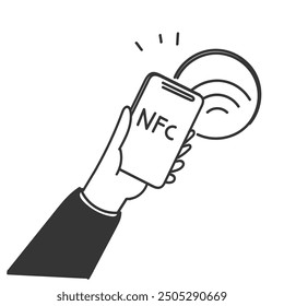 doodle nfc device transaction related device icon in drawn style