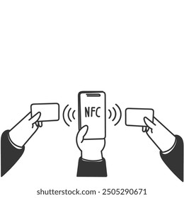 doodle nfc device transaction related device icon in drawn style