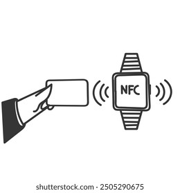 doodle nfc device transaction related device icon in drawn style