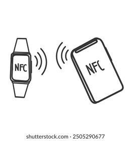doodle nfc device transaction related device icon in drawn style