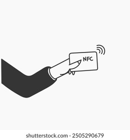 Icono de dispositivo relacionado con transacción de dispositivo NFC de doodle en estilo dibujado