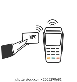 doodle nfc device transaction related device icon in drawn style