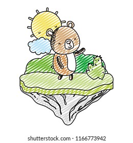 doodle nice bear animal in the float island