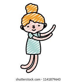 doodle nice child girl sleeping and standing