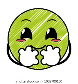 doodle nice emoji face expression with arms