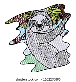 doodle nice sloth wild animal in the forest