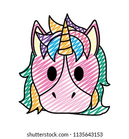 doodle nice unicorn head with horn and hairstyle