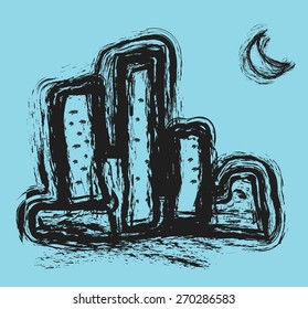 doodle night city