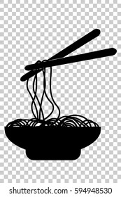 doodle Noodle at bowl and Chopstick, at Transparent Effect Background
