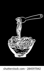 doodle Noodle at bowl and Fork 