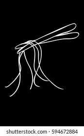 doodle Noodle and chopstick, at Black Background
