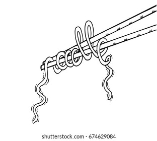Doodle Noodle on stick. hand drawing