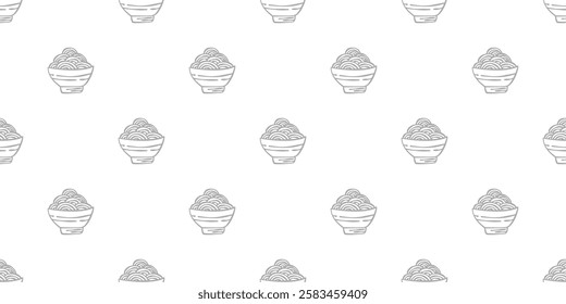 doodle Noodle pattern background. Japanese food line art pattern background. noodles theme pattern background.
