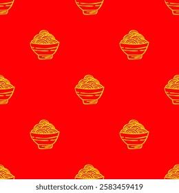 doodle Noodle pattern background. Japanese food line art pattern background. noodles theme pattern background.