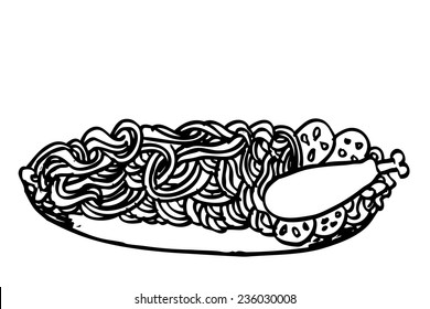 doodle Noodle at plate and chicken 