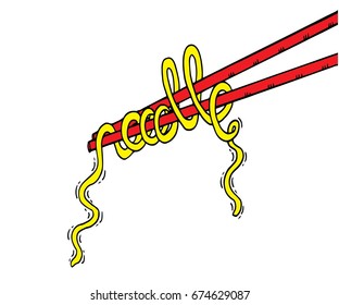 Doodle Noodle at stick. hand drawing