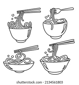 doodle noodles in a bowl with chopsticks