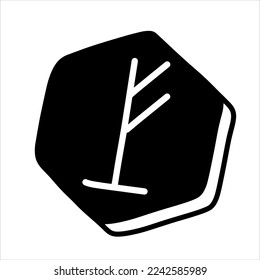 Doodle nordic rune. Black and white magic scandinavian icon. Viking mystery letter