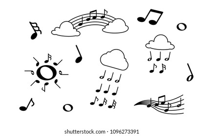 Doodle note cloud sun vector illustration