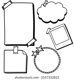 Doodle note paper frame for messages illustration by hand drawn.