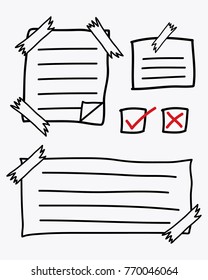 Doodle note paper vectors cartoons design