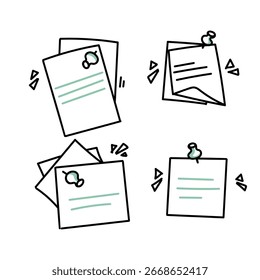 doodle note pinned to wall illustration hand drawn