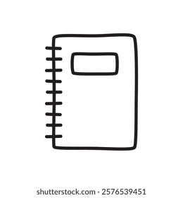 Doodle notebook icon free hand drawn with thin line in minimalistic style