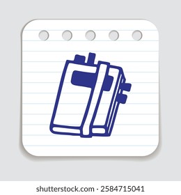 Doodle notebook icon hand drawn with blue pen on a notepaper in freehand style. Vector illustration
